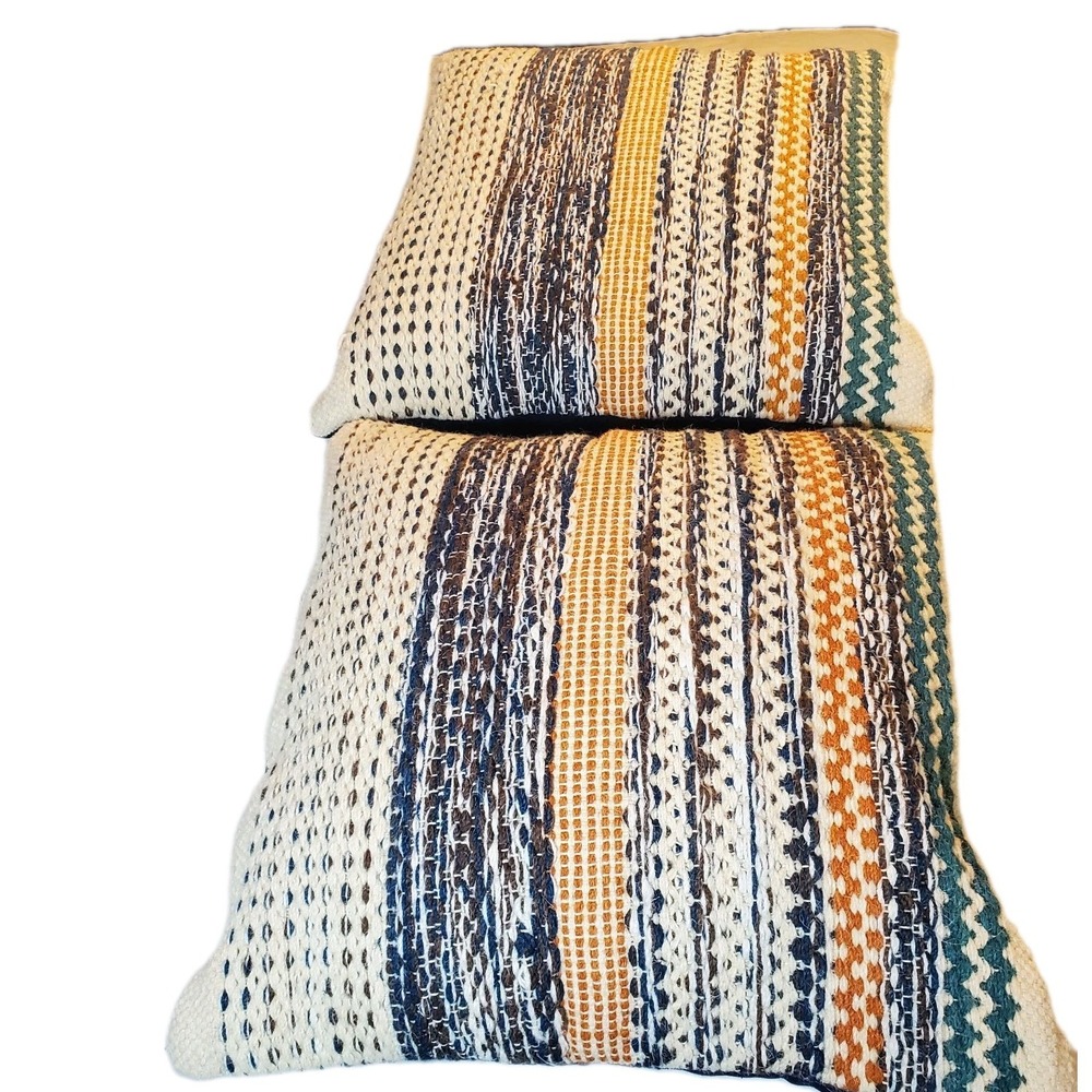 Magnolia Home Joanna Gaines Woven Wool-Blend 2 Throw Pillows 23x23 Tectured